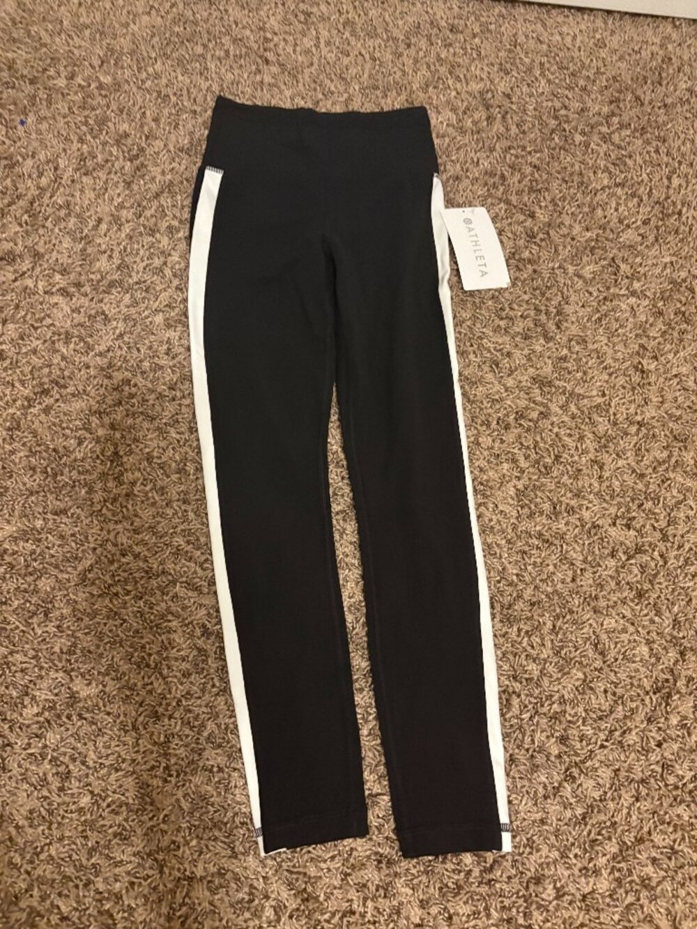 Athleta Elation Colorblock 7/8 Tight XXS Xtra Xtra Small Black White NWT NEW